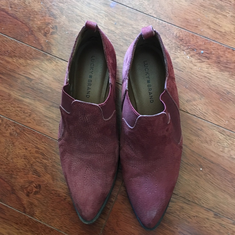 Red Suede Lucky Ankle Boots
